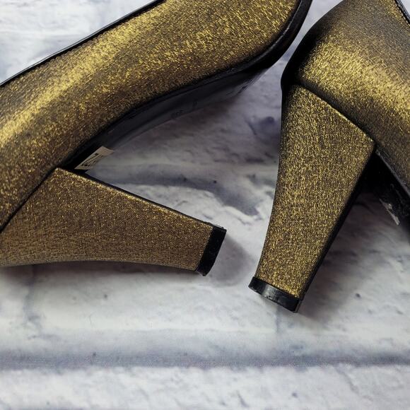 Marc Jacobs Bronze Taffeta Heels with Black Mesh Bows & Trim size 36 1/2 - Picture 13 of 15